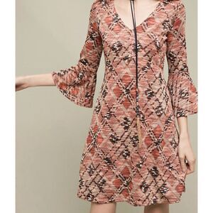 Anthropologie Maeve Erina Bell Sleeve Fit & Flare Dress Size Small